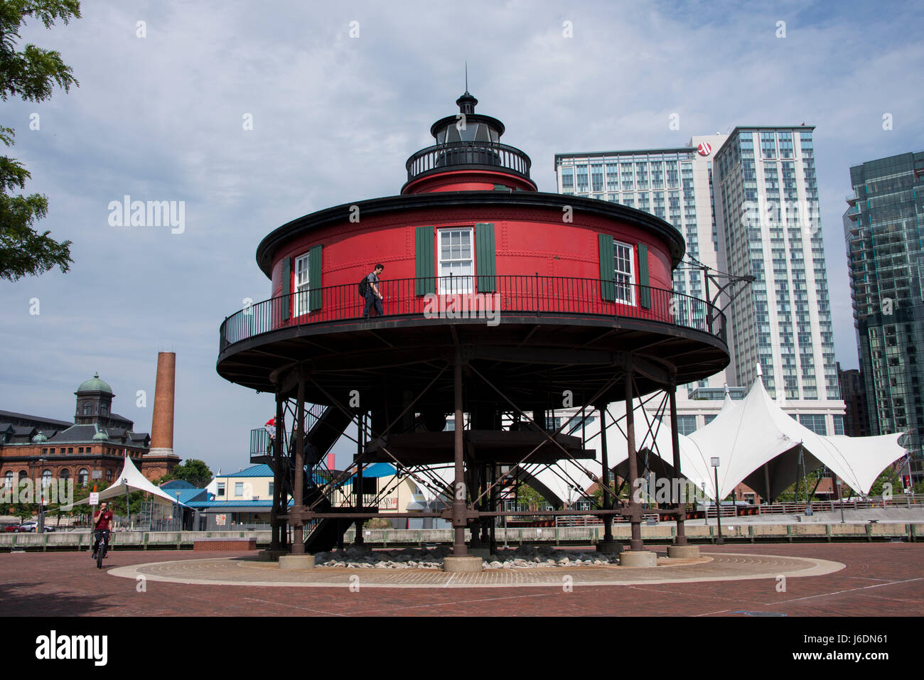 Maryland, Baltimore. Baltimore Harbor, Seven Foot Knoll Lighthouse, c. 1856. Stock Photo