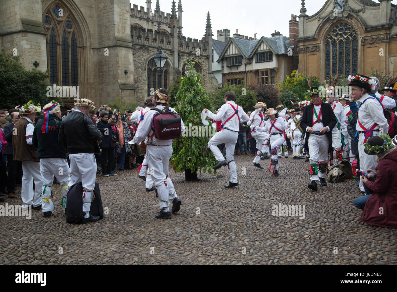 May Day celebrations in Oxford with crowds gathering to watch Morris