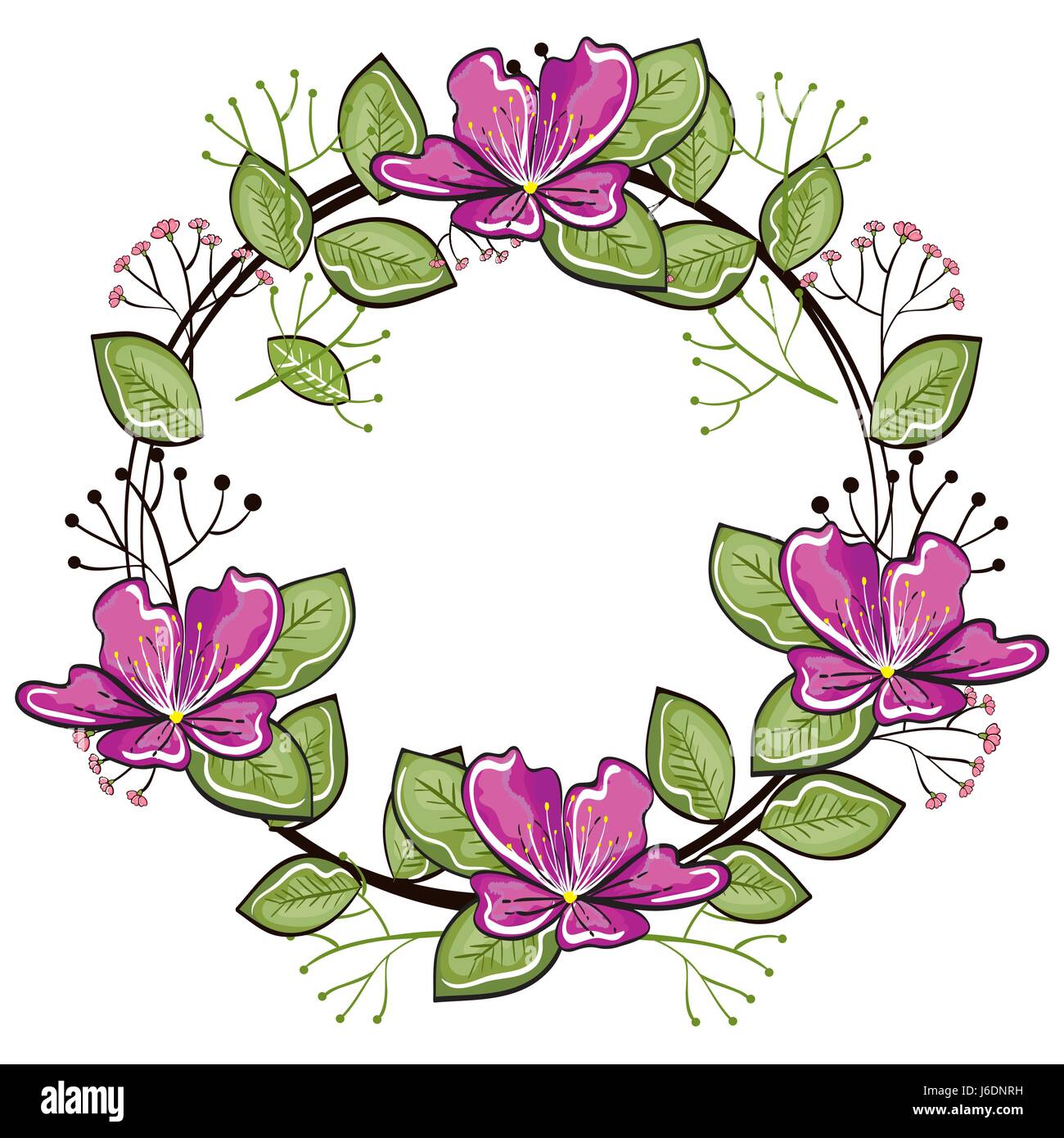 Round frame with flowers Stock Vector Image & Art - Alamy
