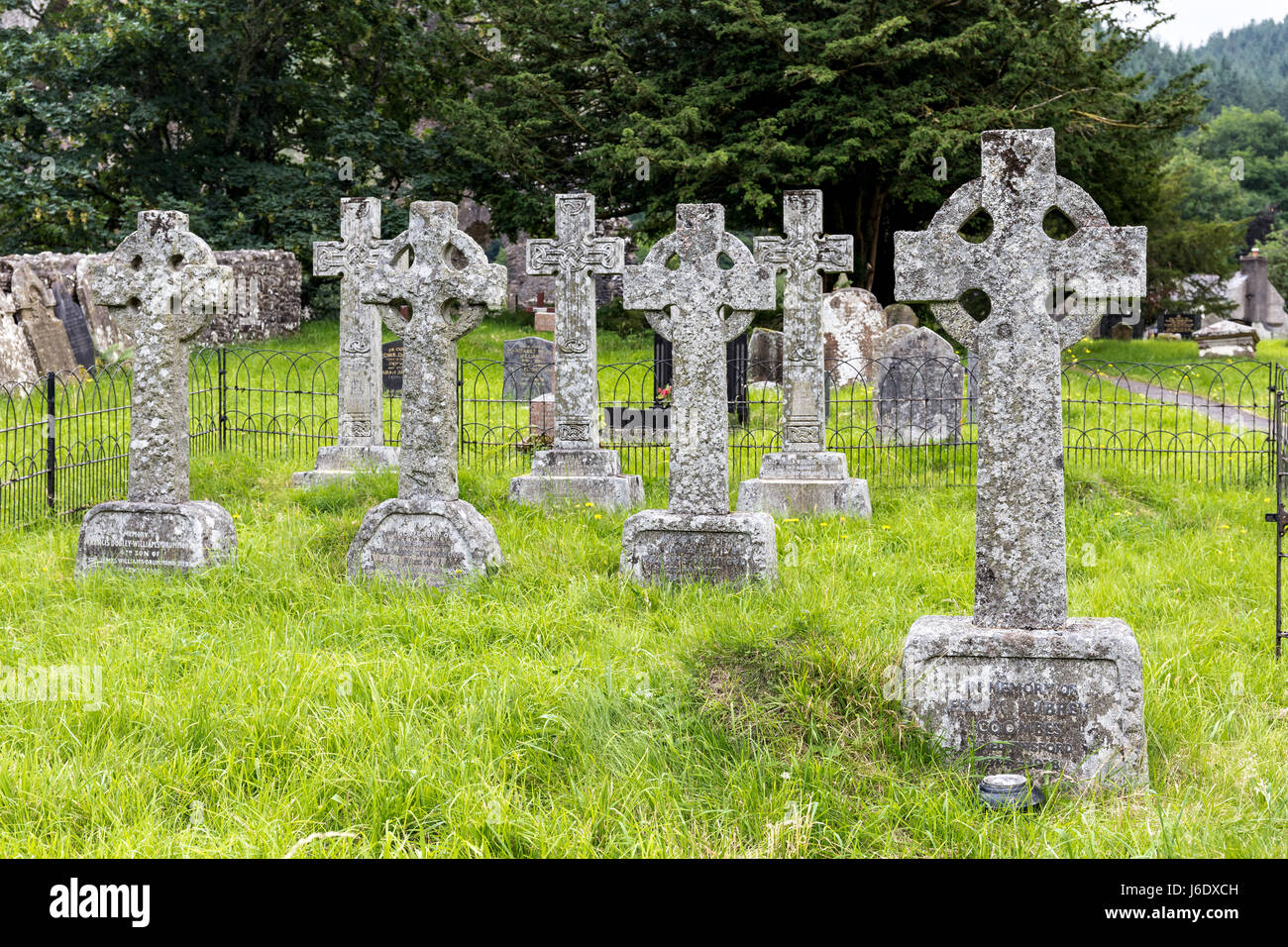 Tombstone on graveyard - Talley Abbey, Talley, Llandeilo, Wales, Great Britain, UK, Europe Stock Photo