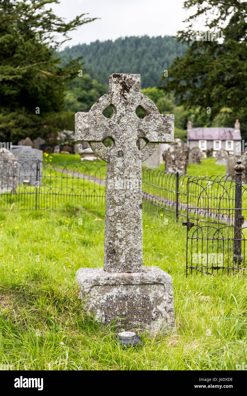 Tombstone on graveyard - Talley Abbey, Talley, Llandeilo, Wales, Great Britain, UK, Europe Stock Photo