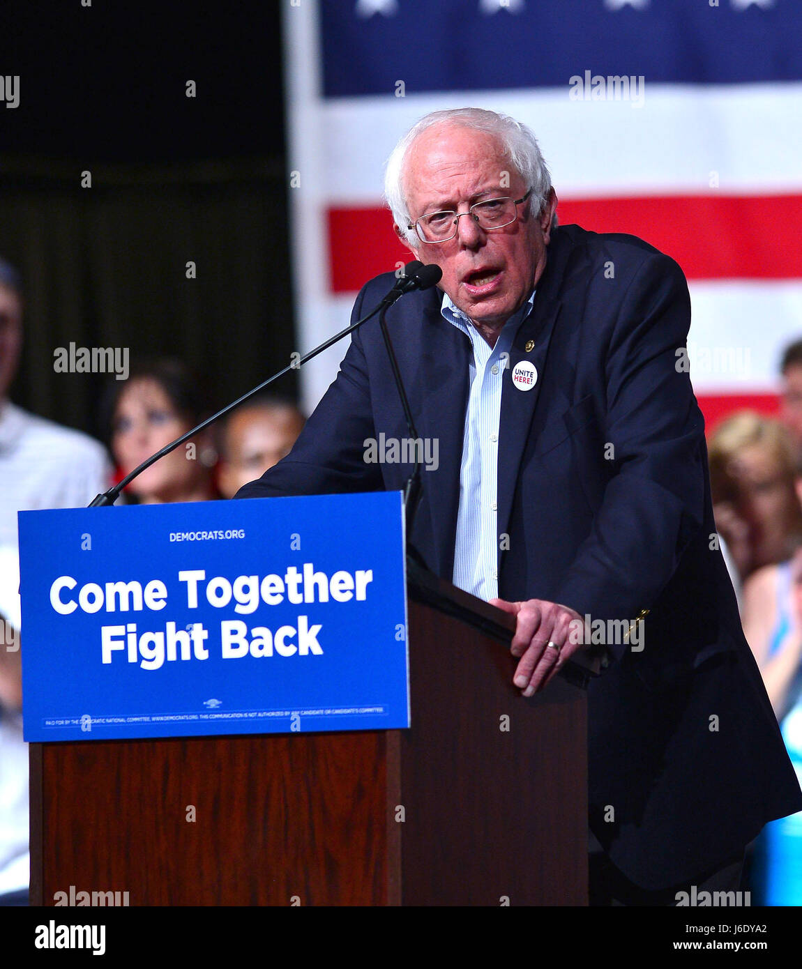 Sen. Bernie Sanders peaks during a Together and Fight Back' tour