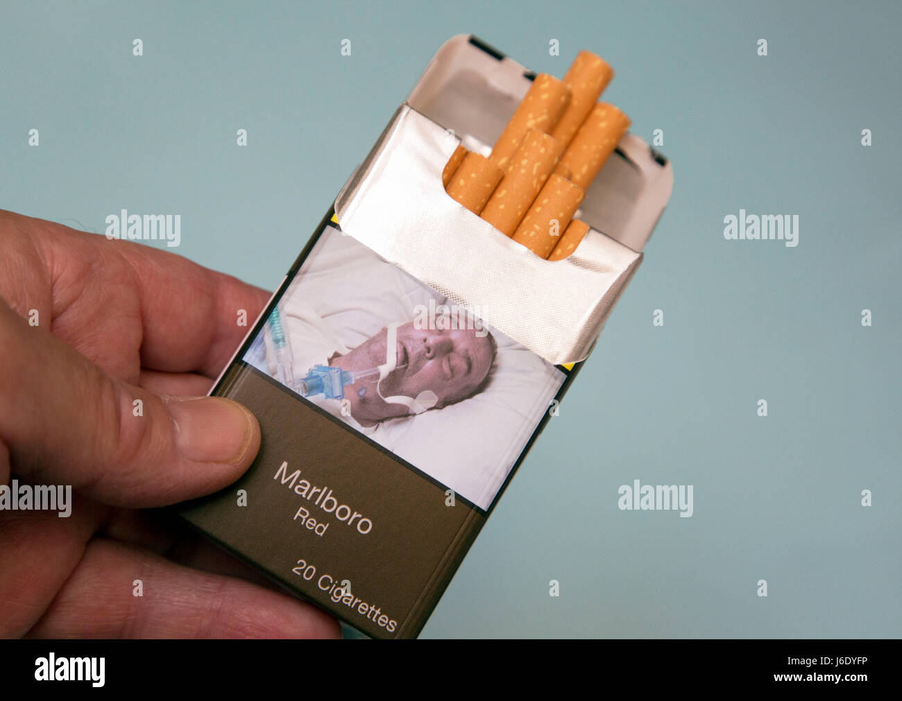 Plain packaged cigarette packet with no logos, London Stock Photo