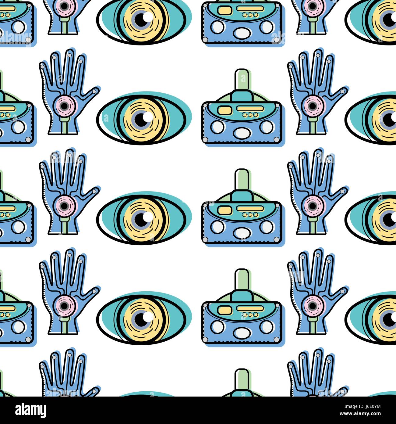 virtual hand and visual digital game experience background Stock Vector ...