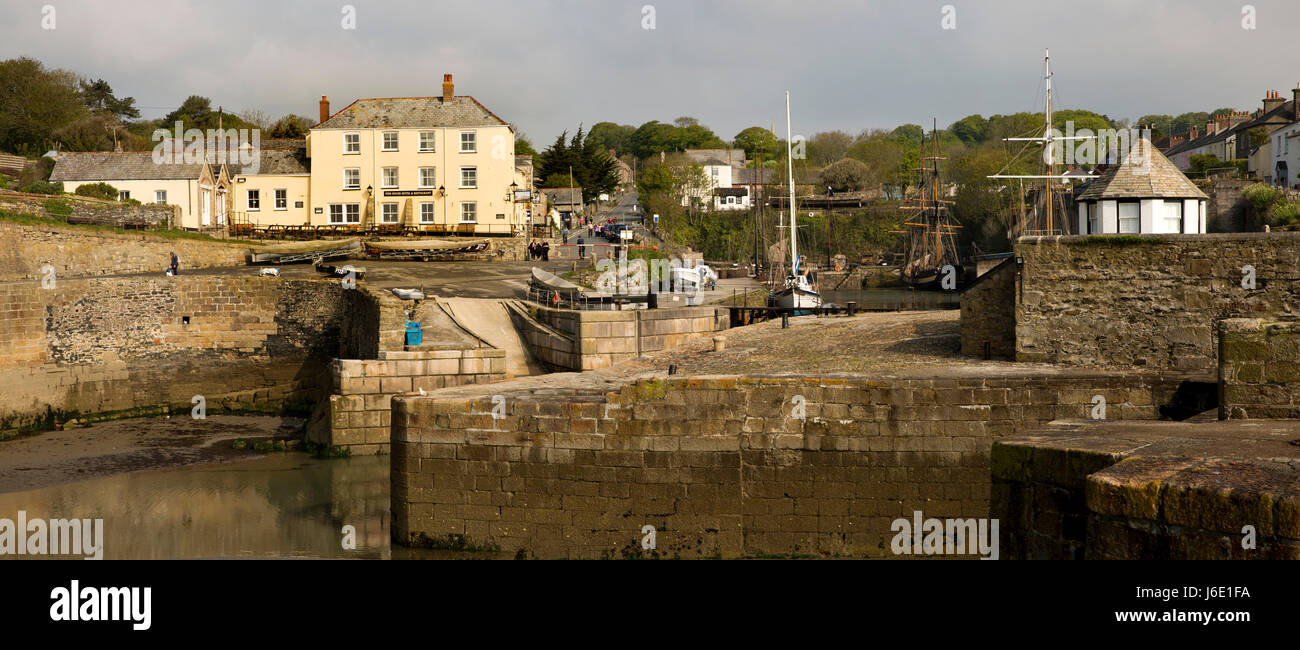 UK, Cornwall, St Austell, Charlestown, historic harbour, panoramic Stock Photo