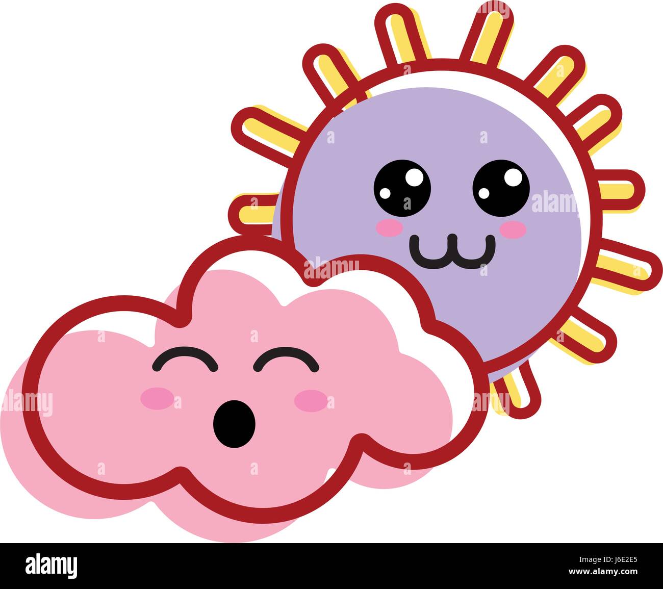 kawaii sun and cloud with cheeks and eyes Stock Vector Image & Art - Alamy