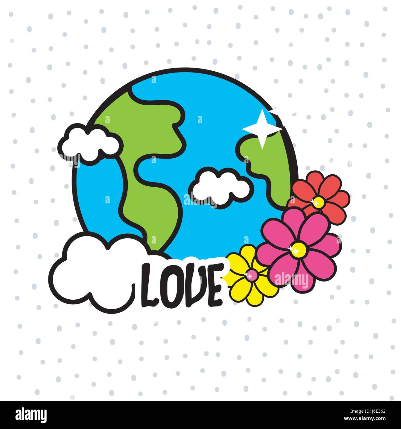 earth planet with cloud and flowers Stock Vector Image & Art - Alamy