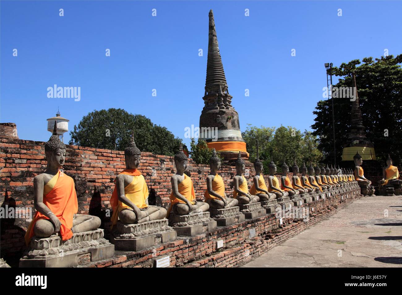temple statue buddha thailand bangkok robe blue travel religion temple park Stock Photo