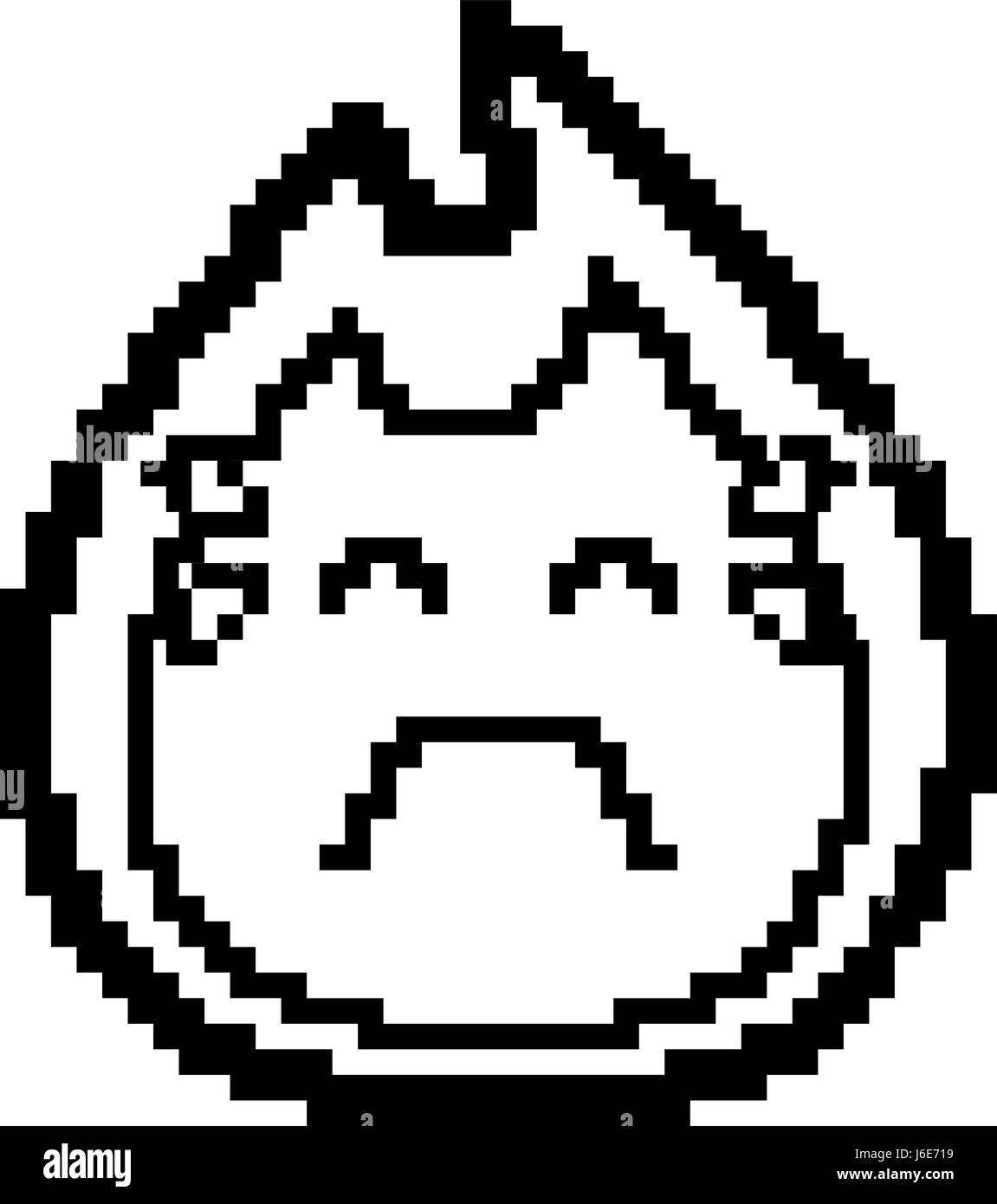 An illustration of a flame crying in an 8-bit cartoon style Stock ...