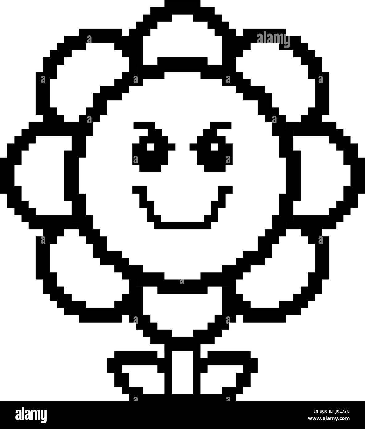 A pixelated red flower with eyes and a mouth looking like flowey from  undertale