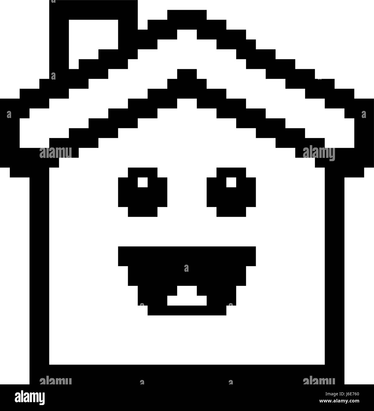 An illustration of a house smiling in an 8-bit cartoon style Stock ...