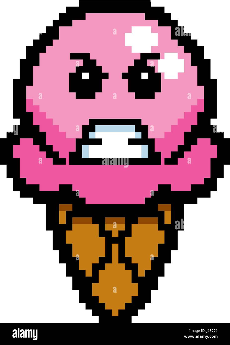 An illustration of an ice cream cone looking angry in an 8-bit cartoon ...