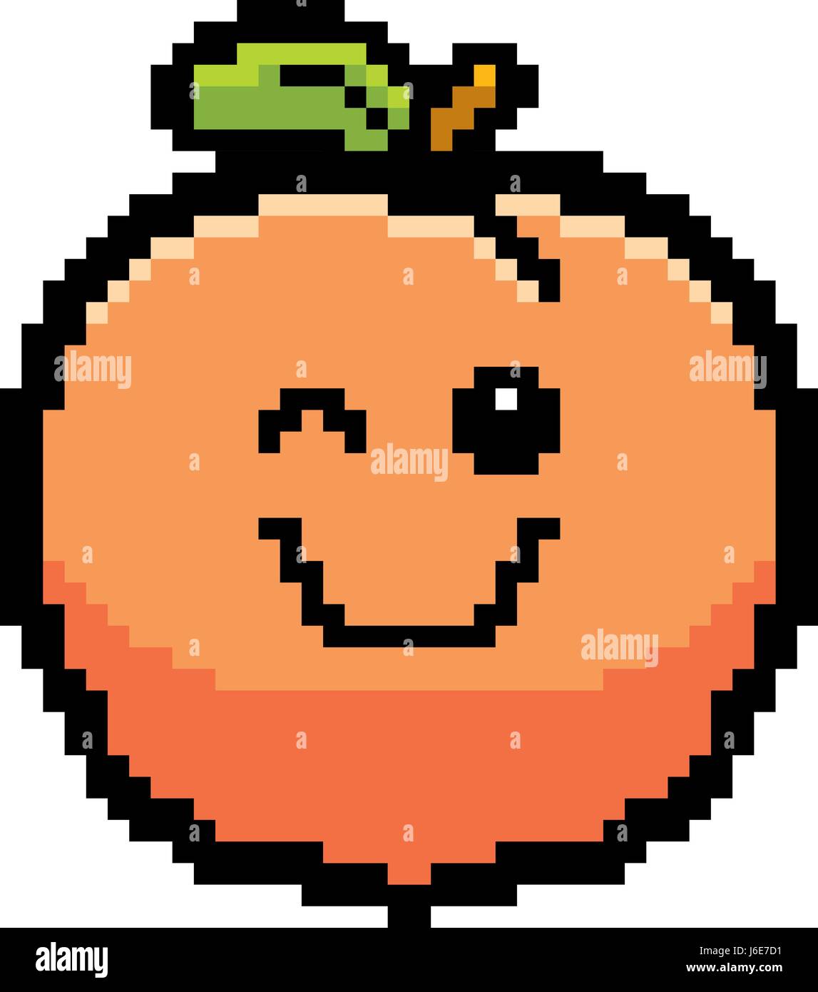An illustration of a peach winking in an 8-bit cartoon style Stock ...