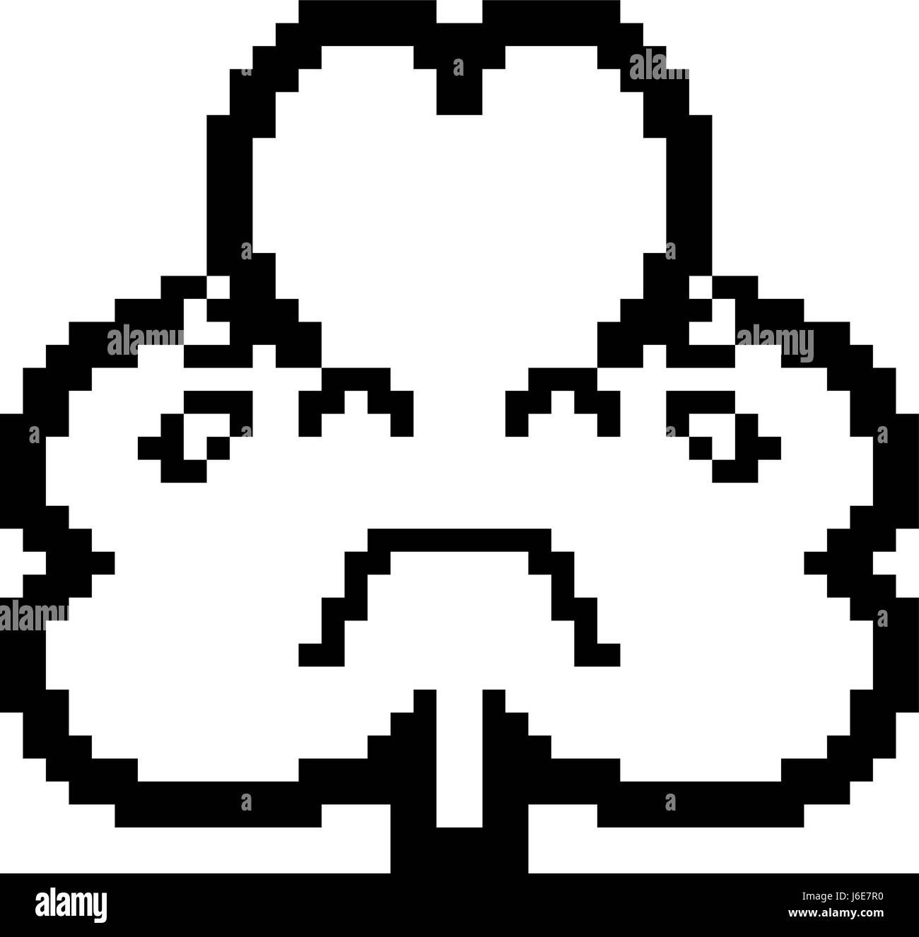 An illustration of a shamrock crying in an 8-bit cartoon style Stock ...