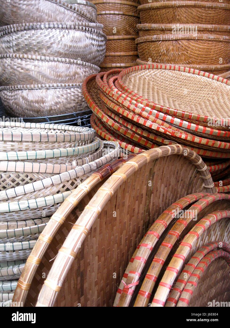 basket container bowl lid bast phloem baskets weekly market marketplace  flea Stock Photo - Alamy