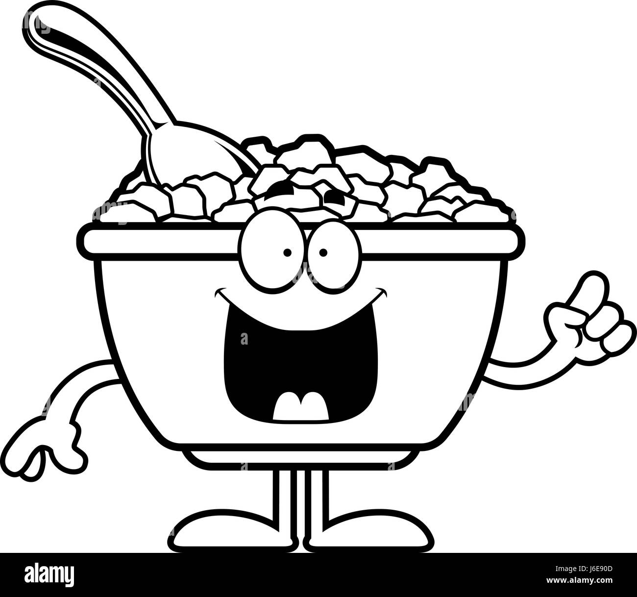 A cartoon illustration of a bowl of cereal with an idea Stock Vector
