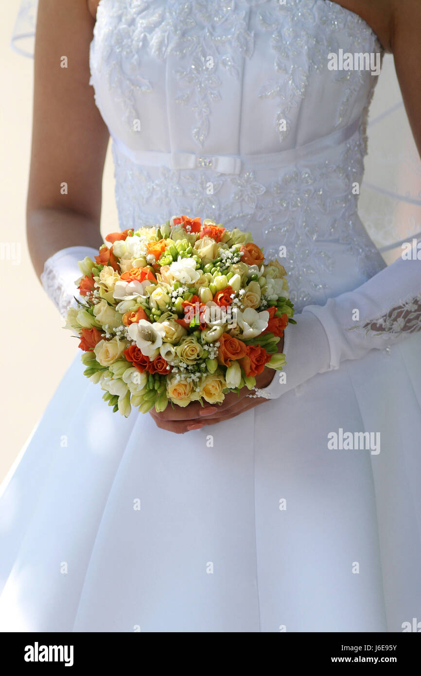 women beautiful nice love holiday wedding bride flowers holiday festivity Stock Photo