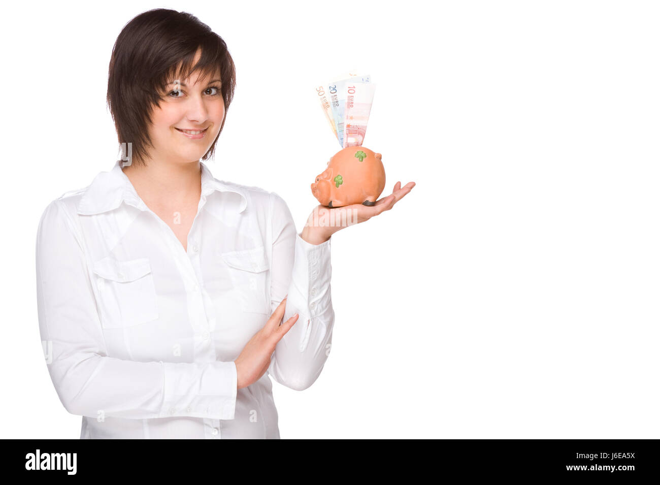 woman with piggy bank Stock Photo - Alamy