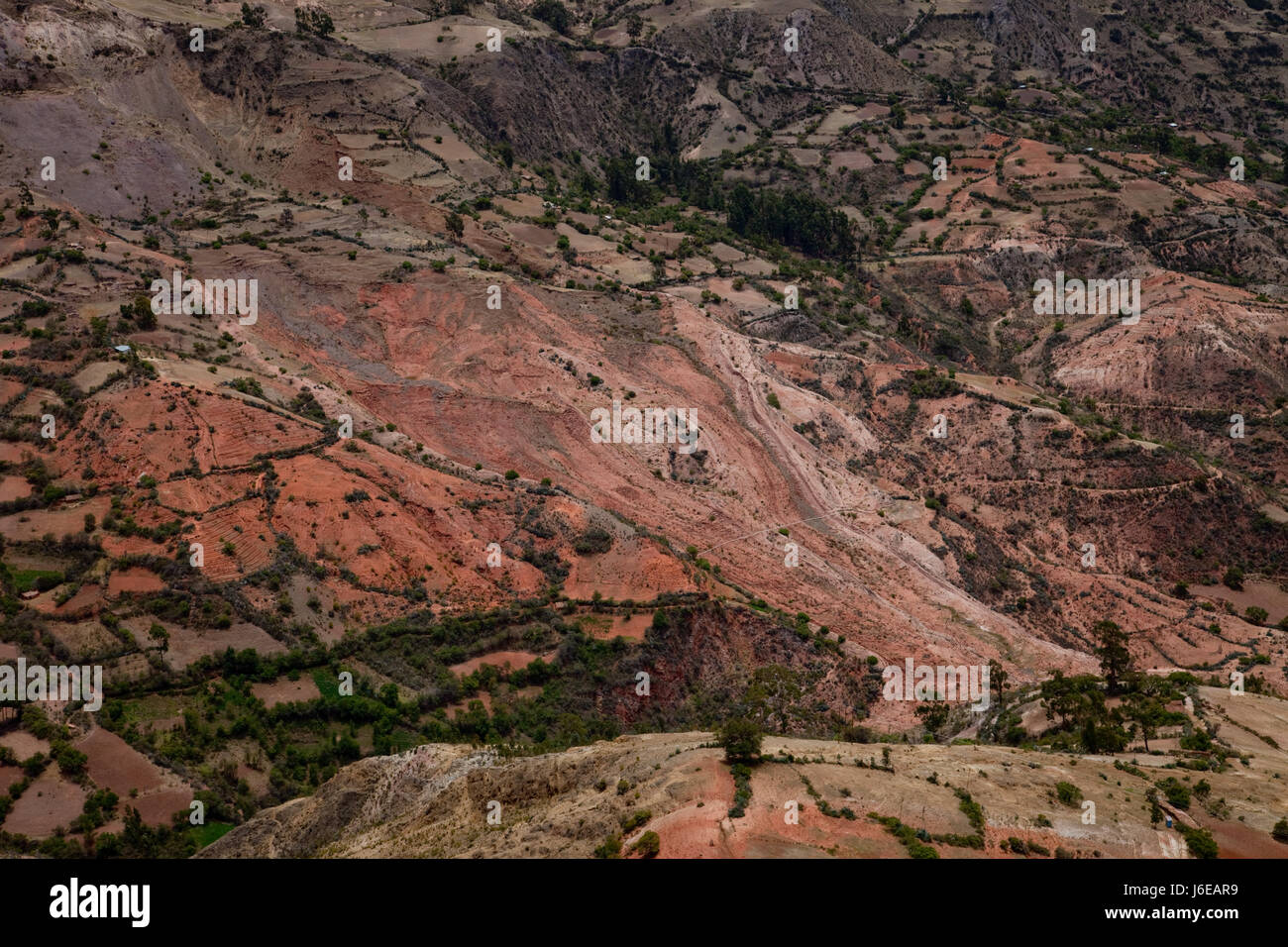 mountains highland landslide peru natural disaster andes scenery countryside Stock Photo