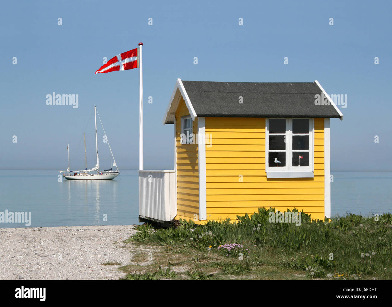 beach hut on r Stock Photo