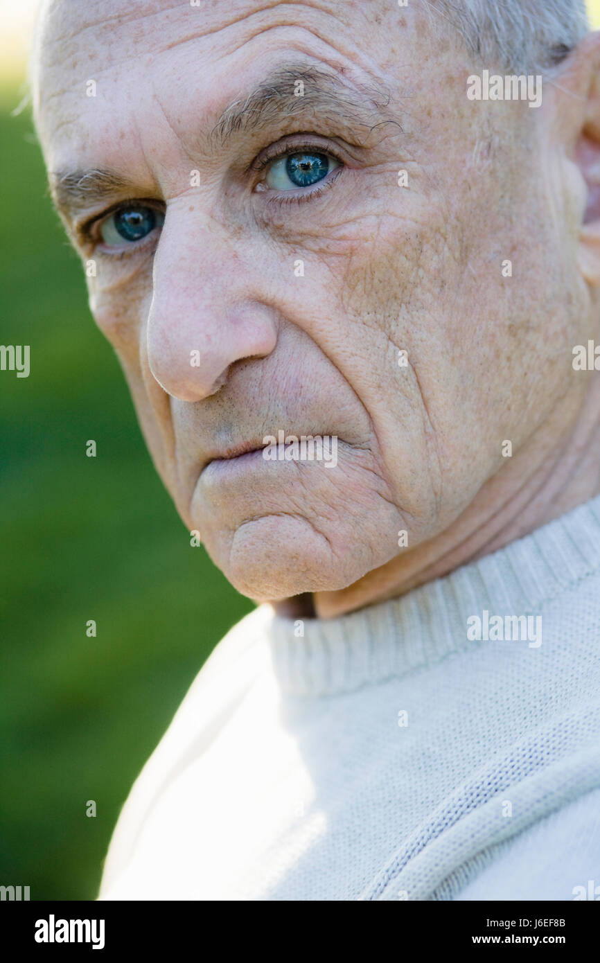 portrait stare serious man senior senior citizen elderly person elder person Stock Photo