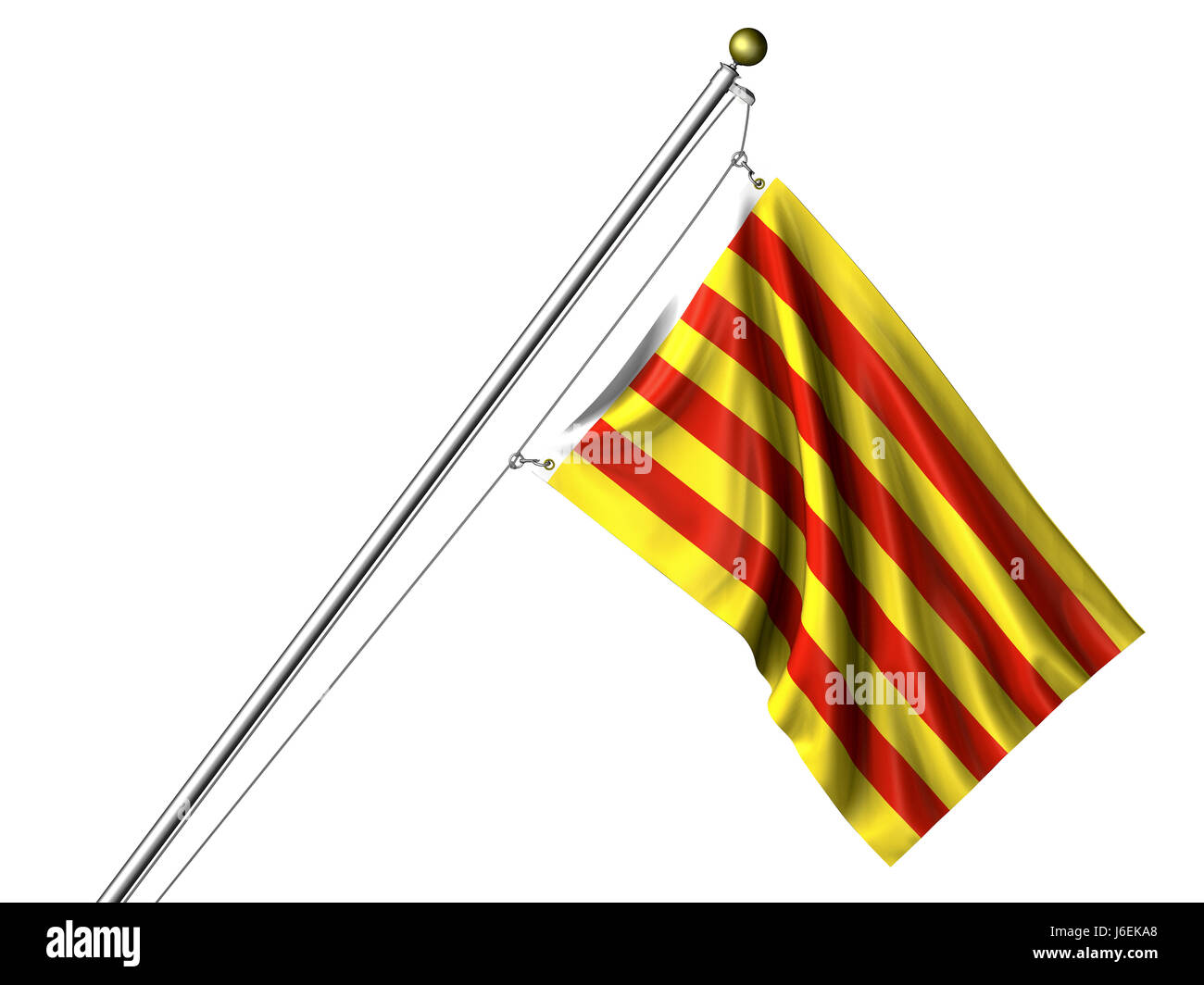 isolated spain flag pole spanish catalan isolated colour blank european Stock Photo