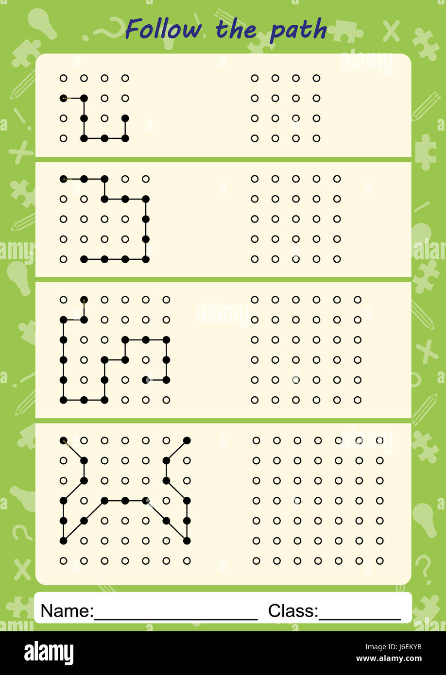 visual perceptual worksheets follow the path copy pattern stock photo alamy