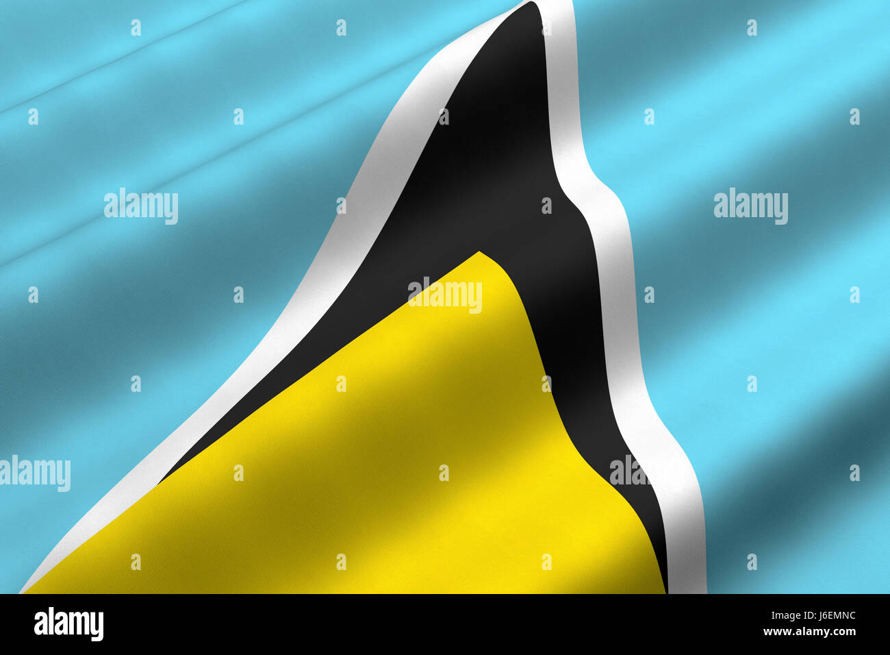 flag saint caribbean colour closeup flag textile rendering fabric caribbean Stock Photo