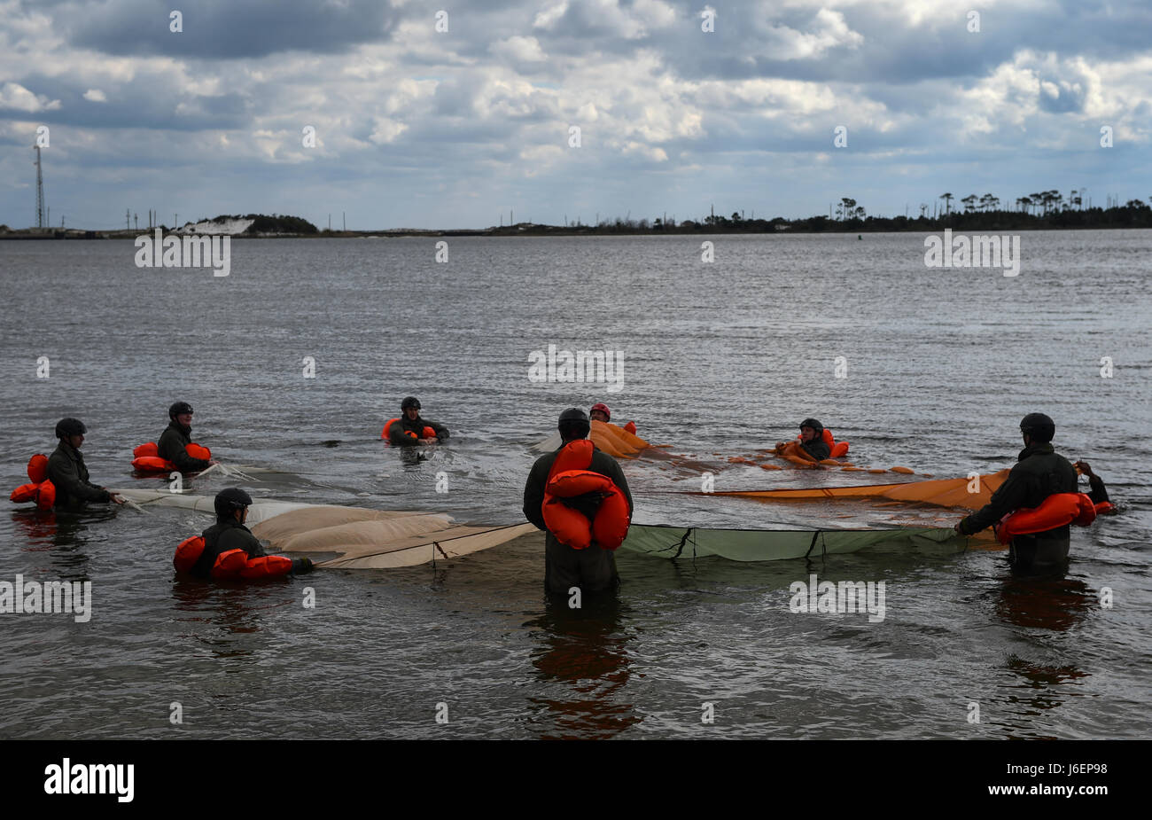 Aircrew members participate in water survival training at Hurlburt