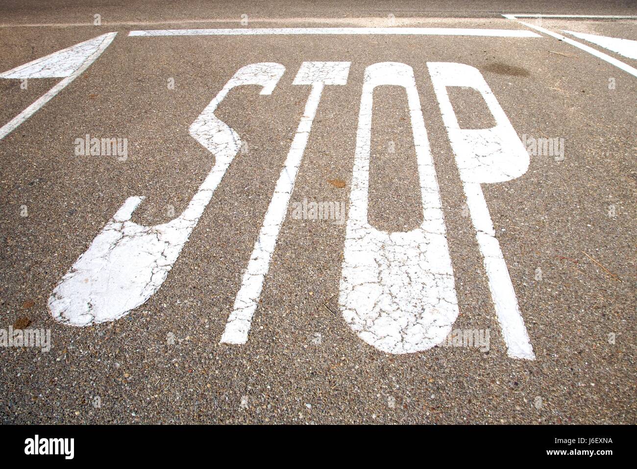 sign signal traffic transportation asphalt motorway highway stop stops text Stock Photo