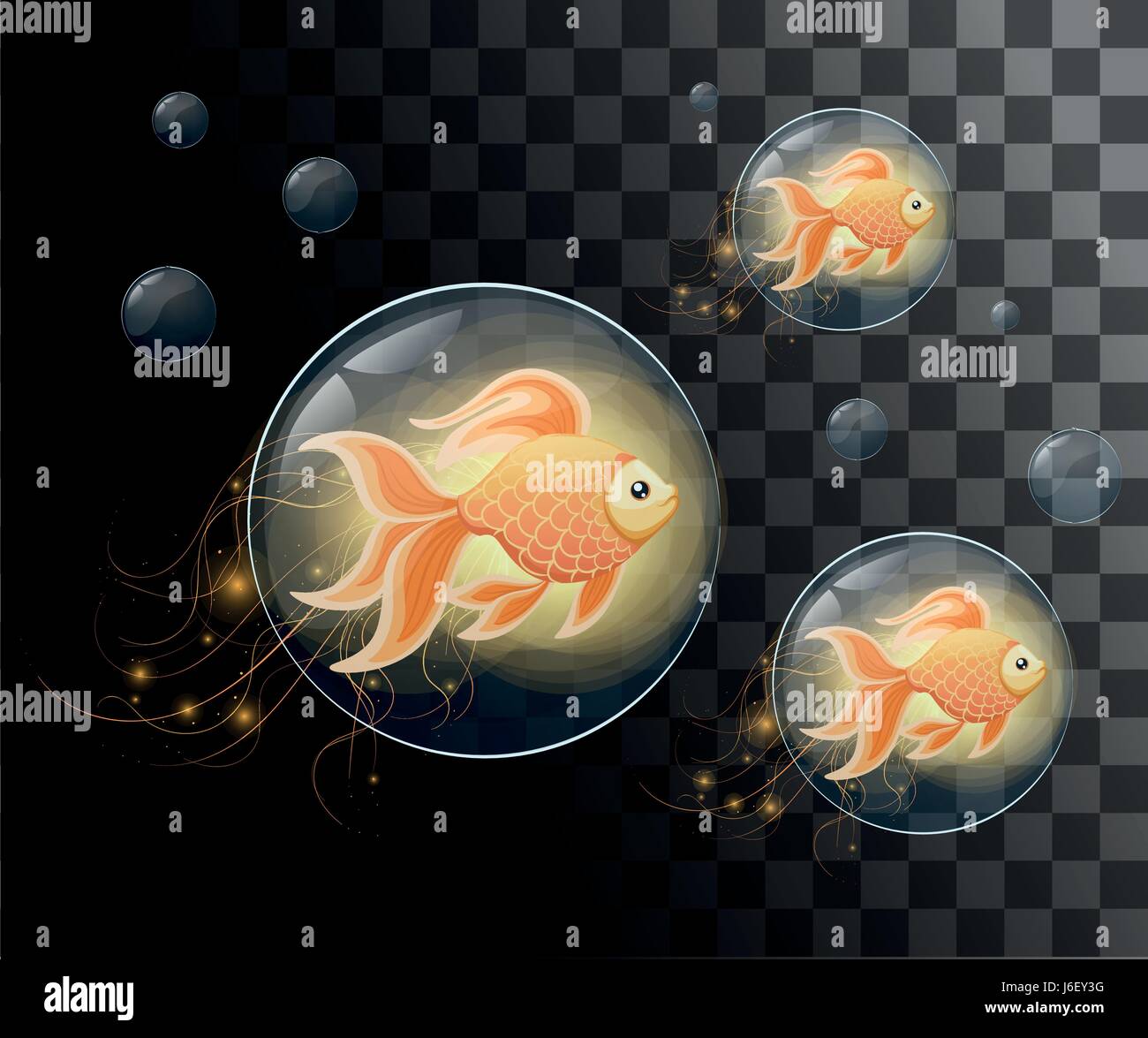 Vector illustration isolated on background Goldfish aquarium fish