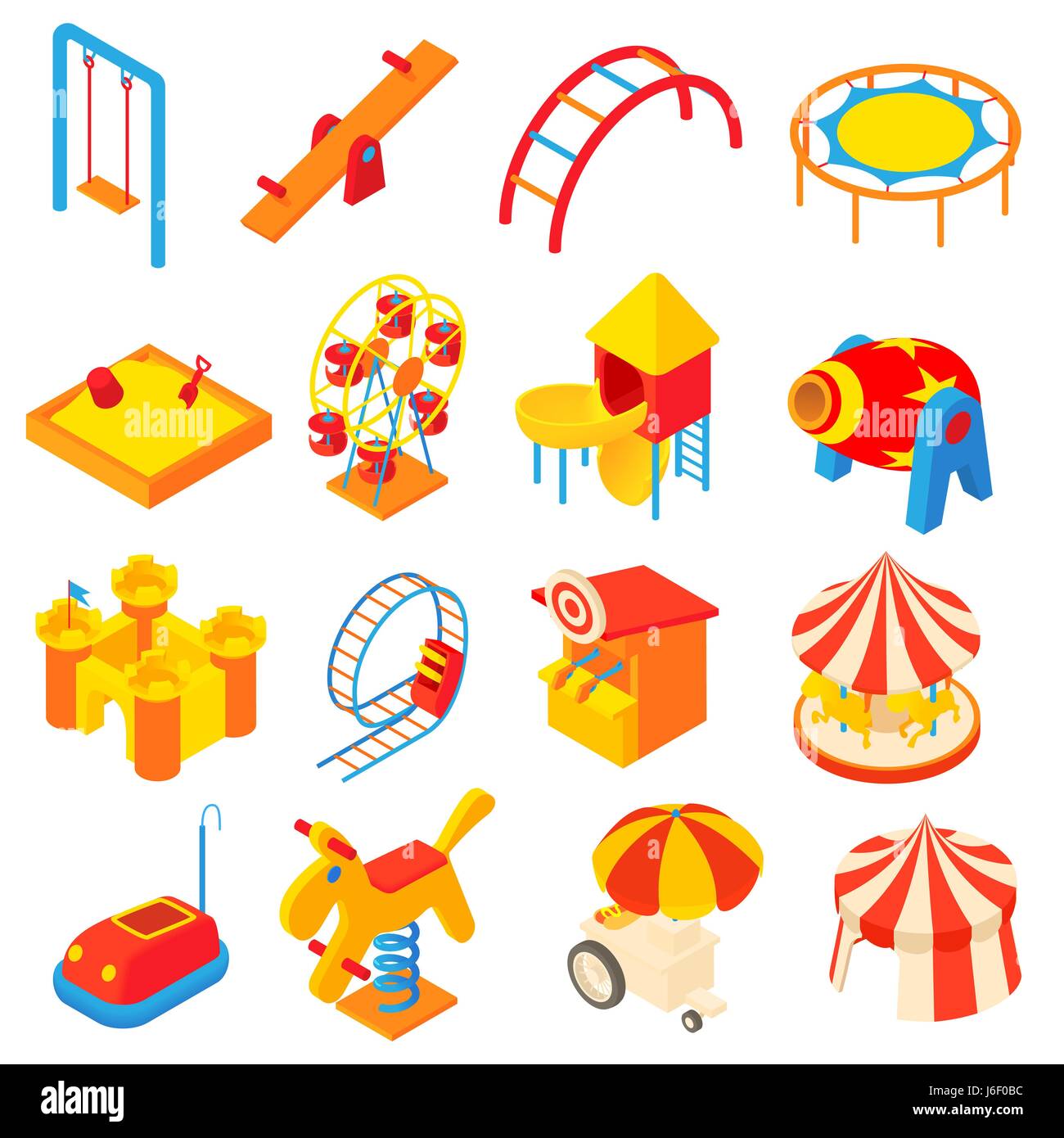 Amusement park icons set, cartoon style Stock Vector Image & Art - Alamy