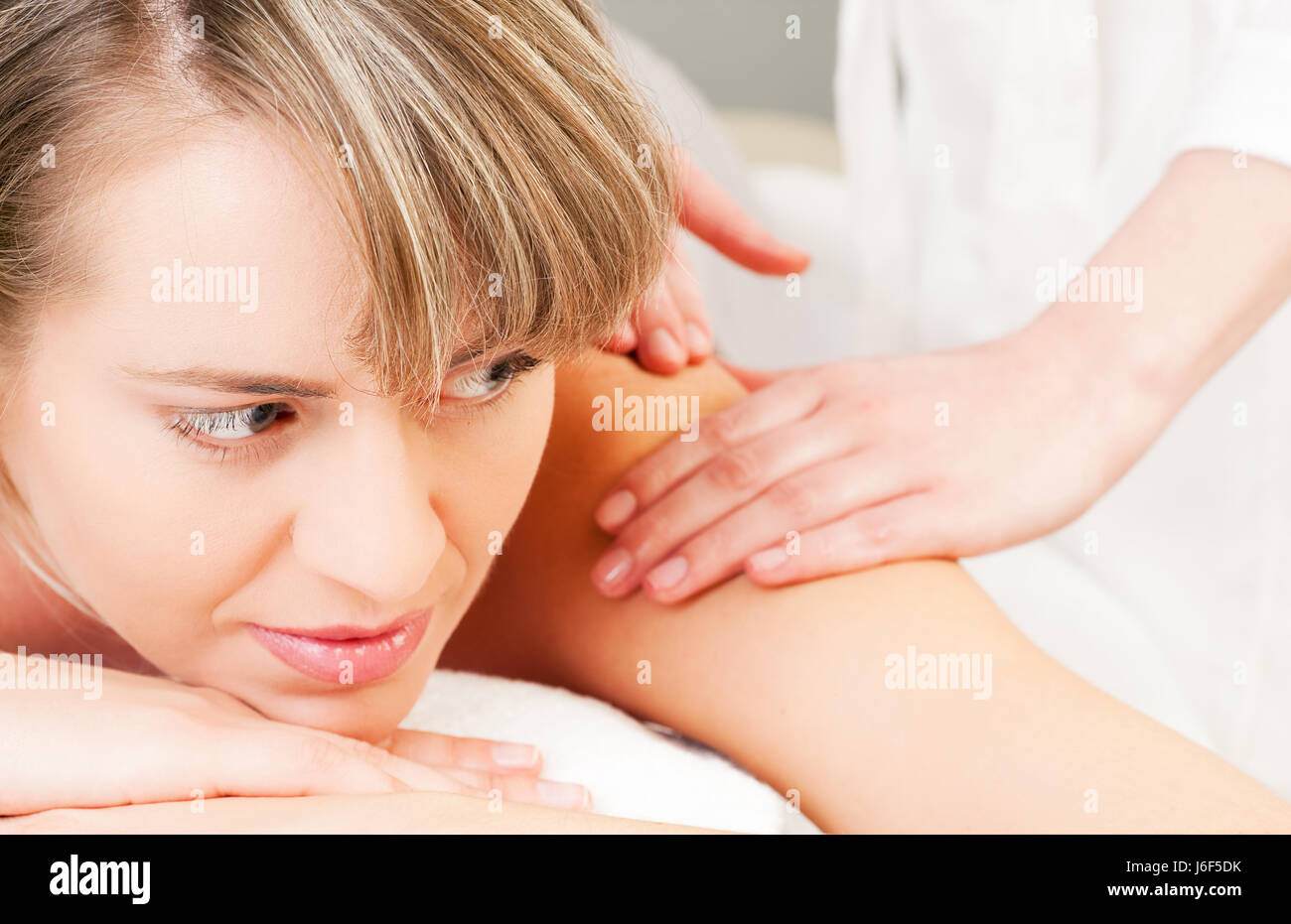 woman care wellness massage cosmetics beauty care enthusiasm amusement Stock Photo