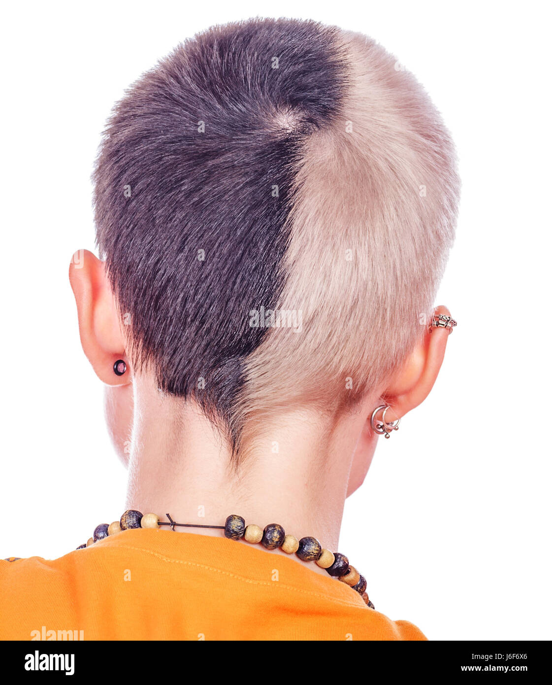 back of the head of teenager punk isolated on white Stock Photo - Alamy