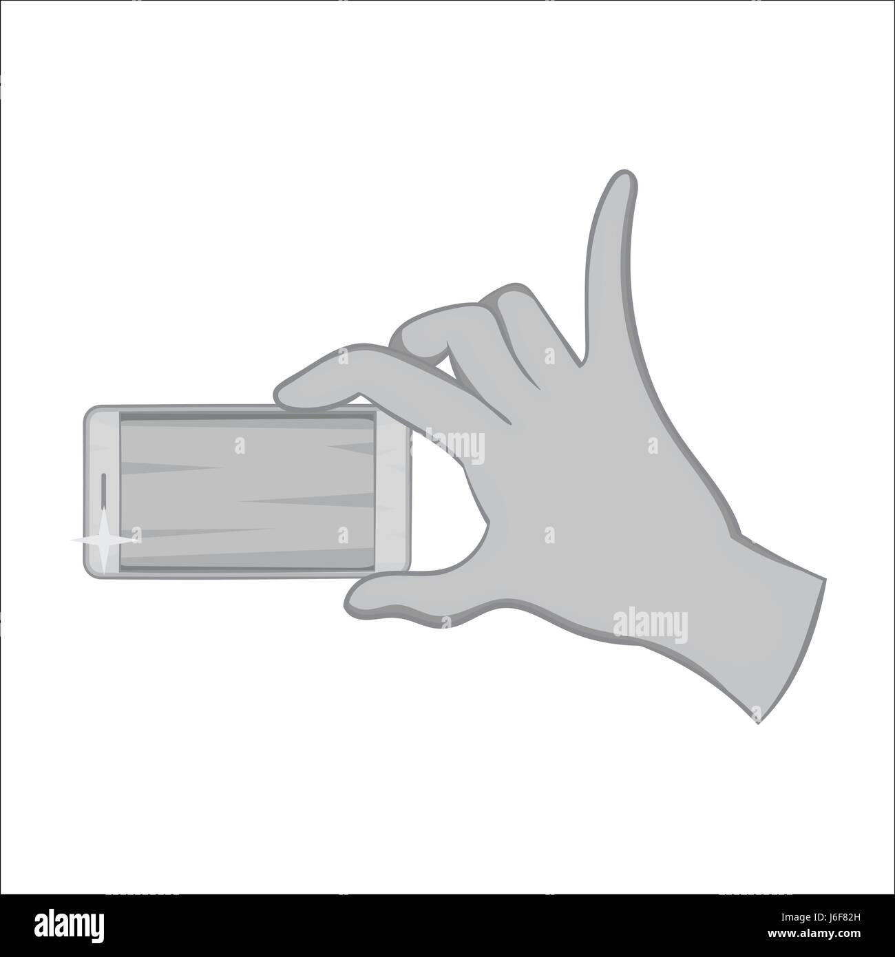 Hand holding mobile phone icon, monochrome style Stock Vector Image ...