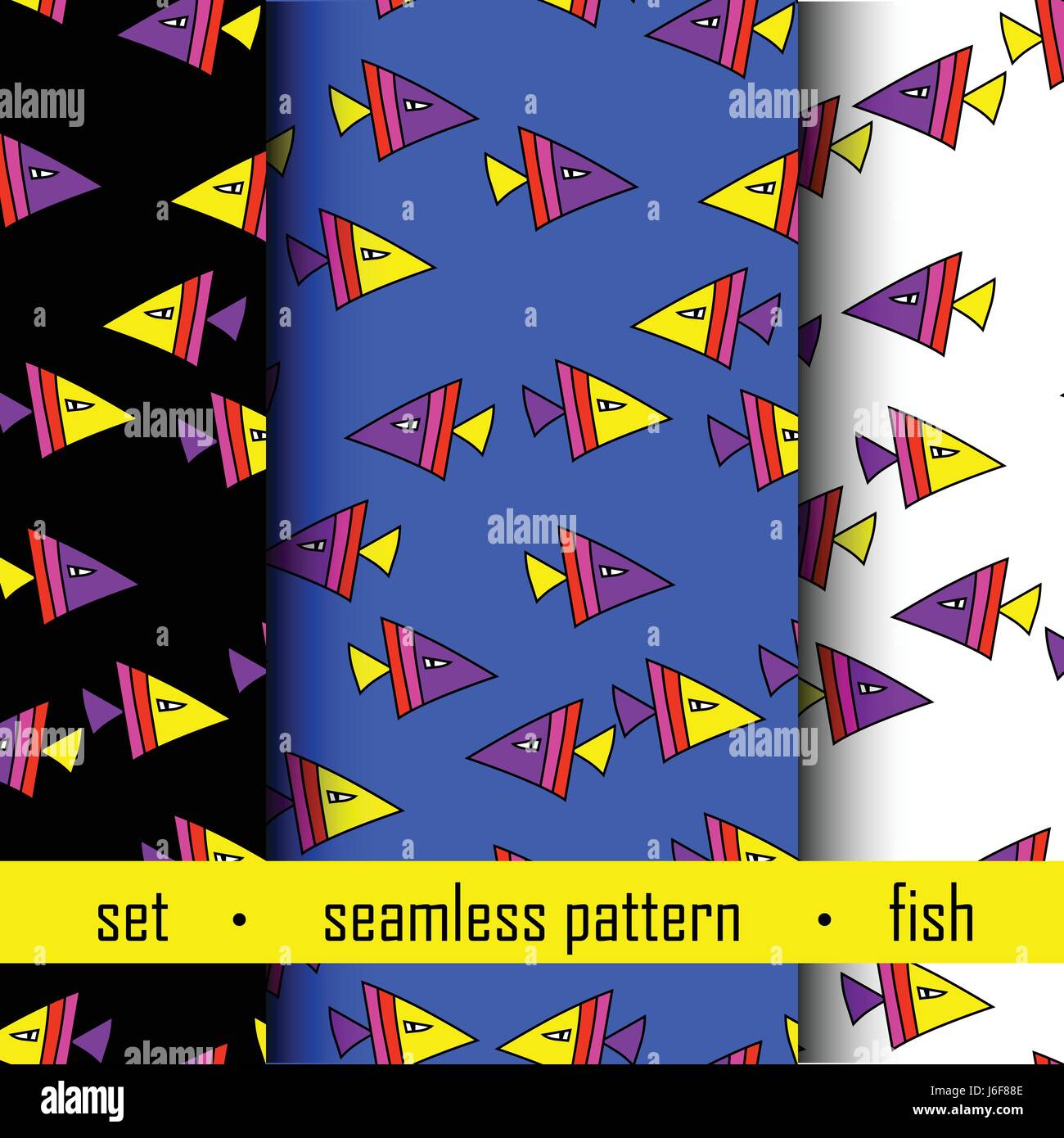 set of seamless pattern with fish. vector Stock Vector Image & Art - Alamy