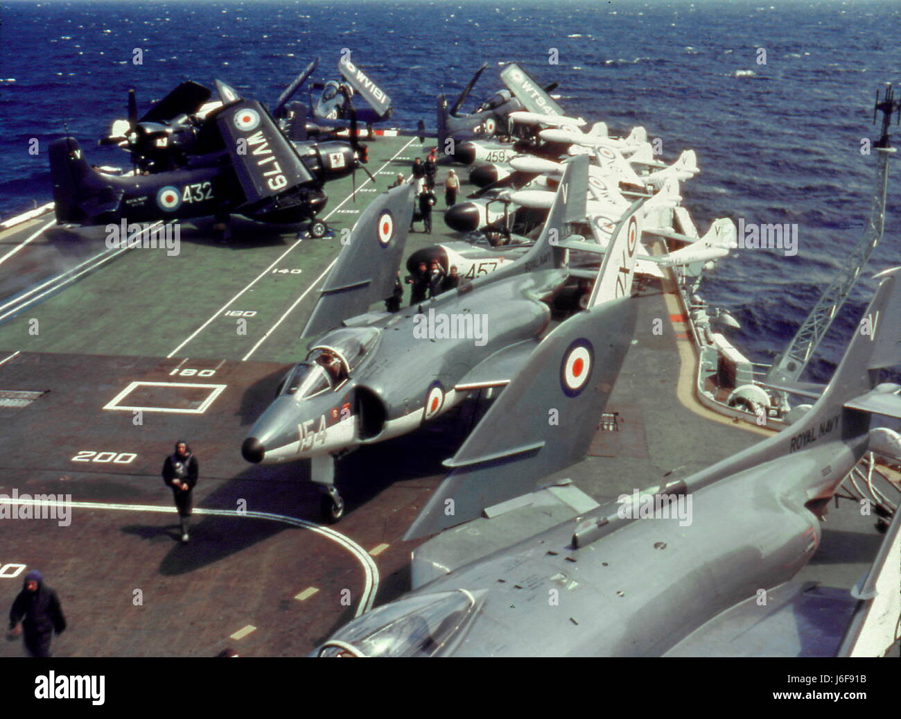 AJAXNETPHOTO. 1960S. AT SEA. - HMS VICTORIOUS. - FLIGHT DECK. CIRCA EARLY 1960S ship scrapped in 1969.  PHOTO:VIV TOWNLEY/AJAX REF:38 31 Stock Photo