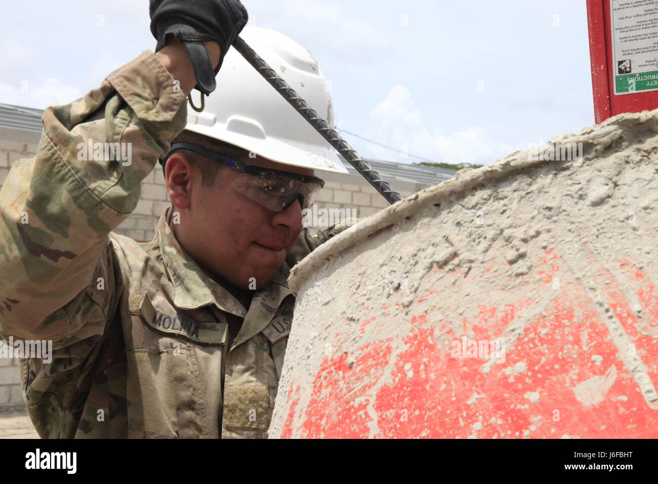 U.S. Army Pfc. Heriberto Molina, with the 485th Engineer Company, based