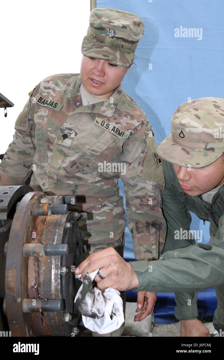 Spc. Laura Barajas, left, a Dallas-Fort Worth native and a wheeled