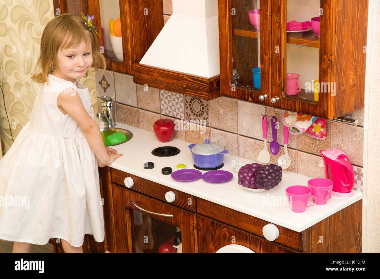 Active Little Preschool Age Child Cute Toddler Girl With Blonde