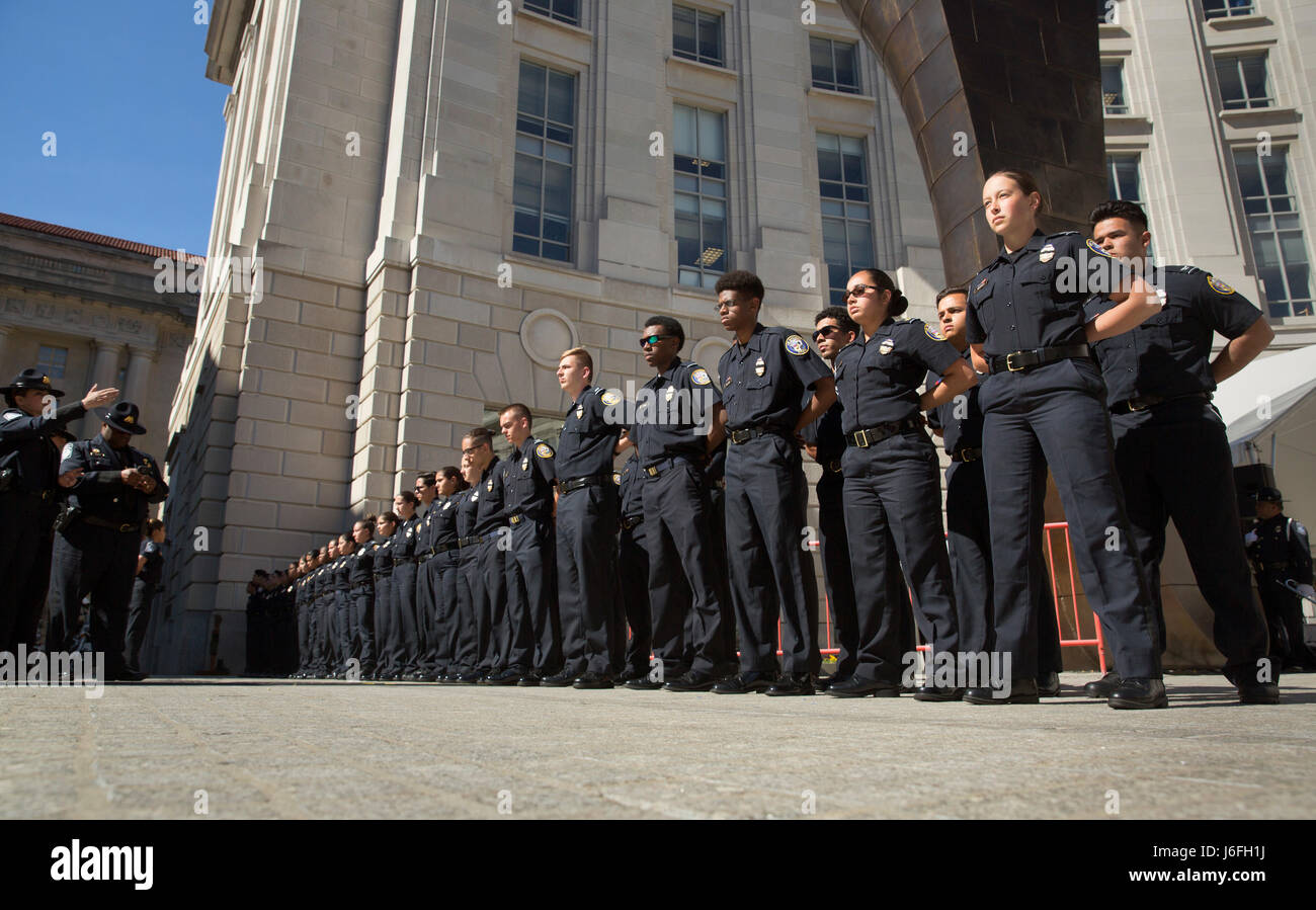 Members of the U.S. Customs and Border Protection Explorers Program fall into formation prior to