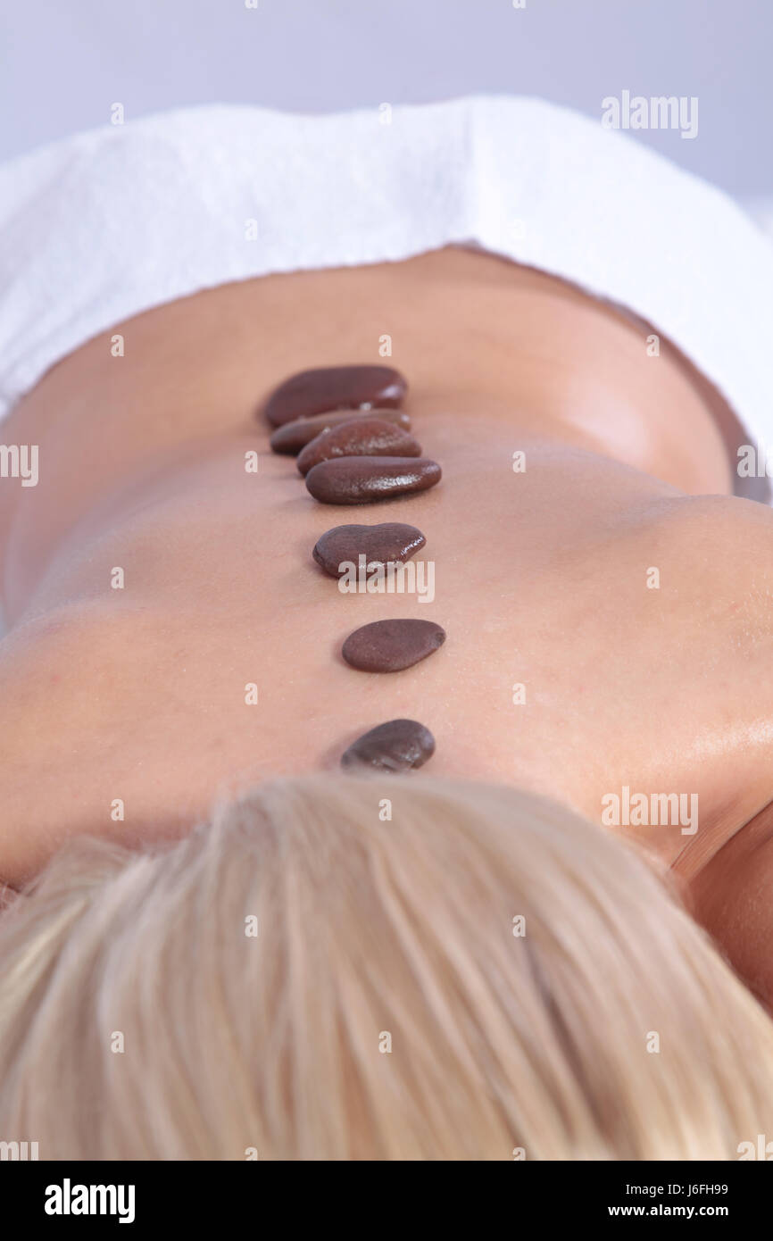 hot stone massage Stock Photo