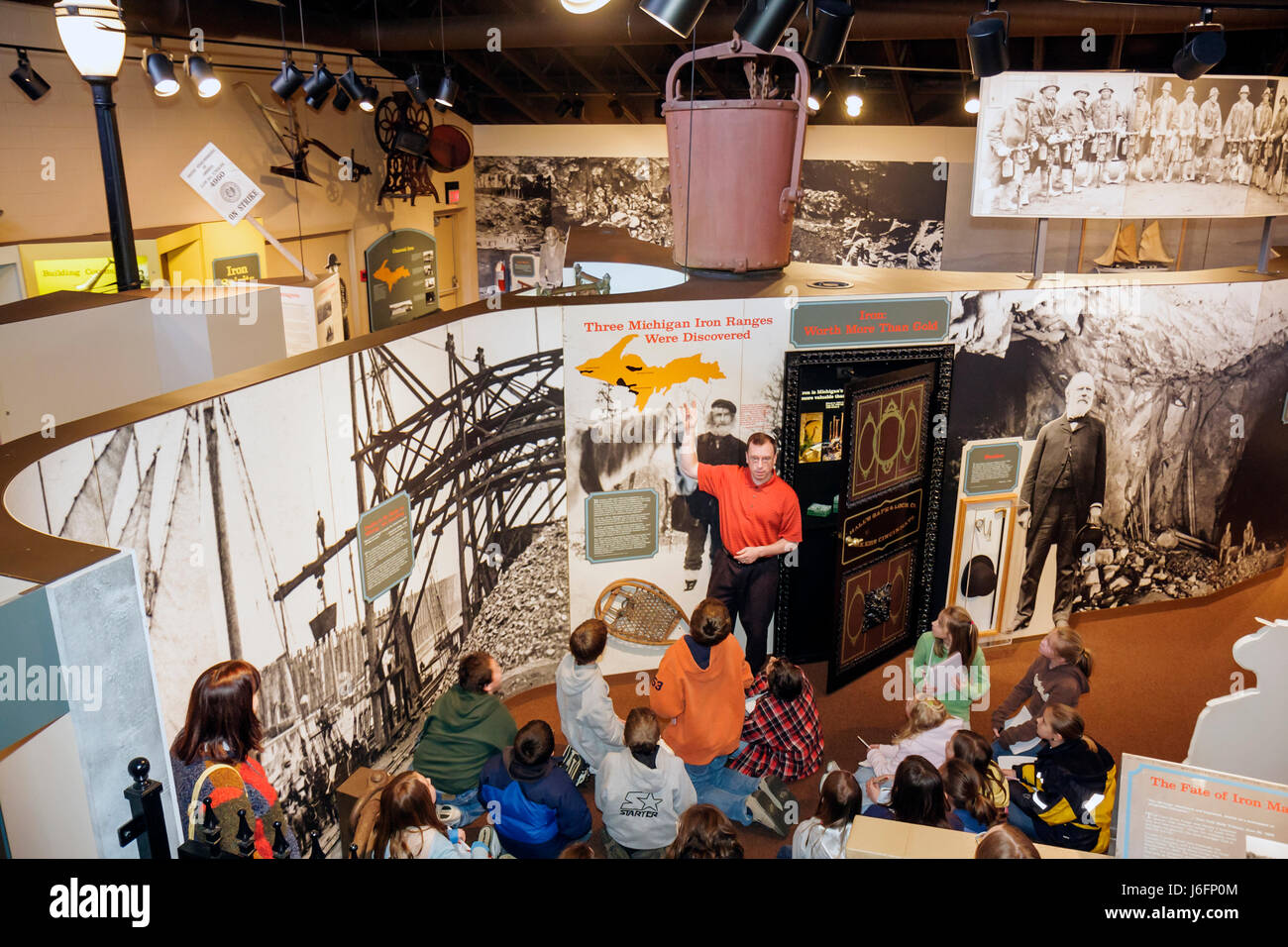 Michigan Upper Peninsula,U.P.,UP,Lake Superior,Negaunee,Michigan Iron Industry Museum,heritage,education,student,class field trip,exhibit exhibition c Stock Photo