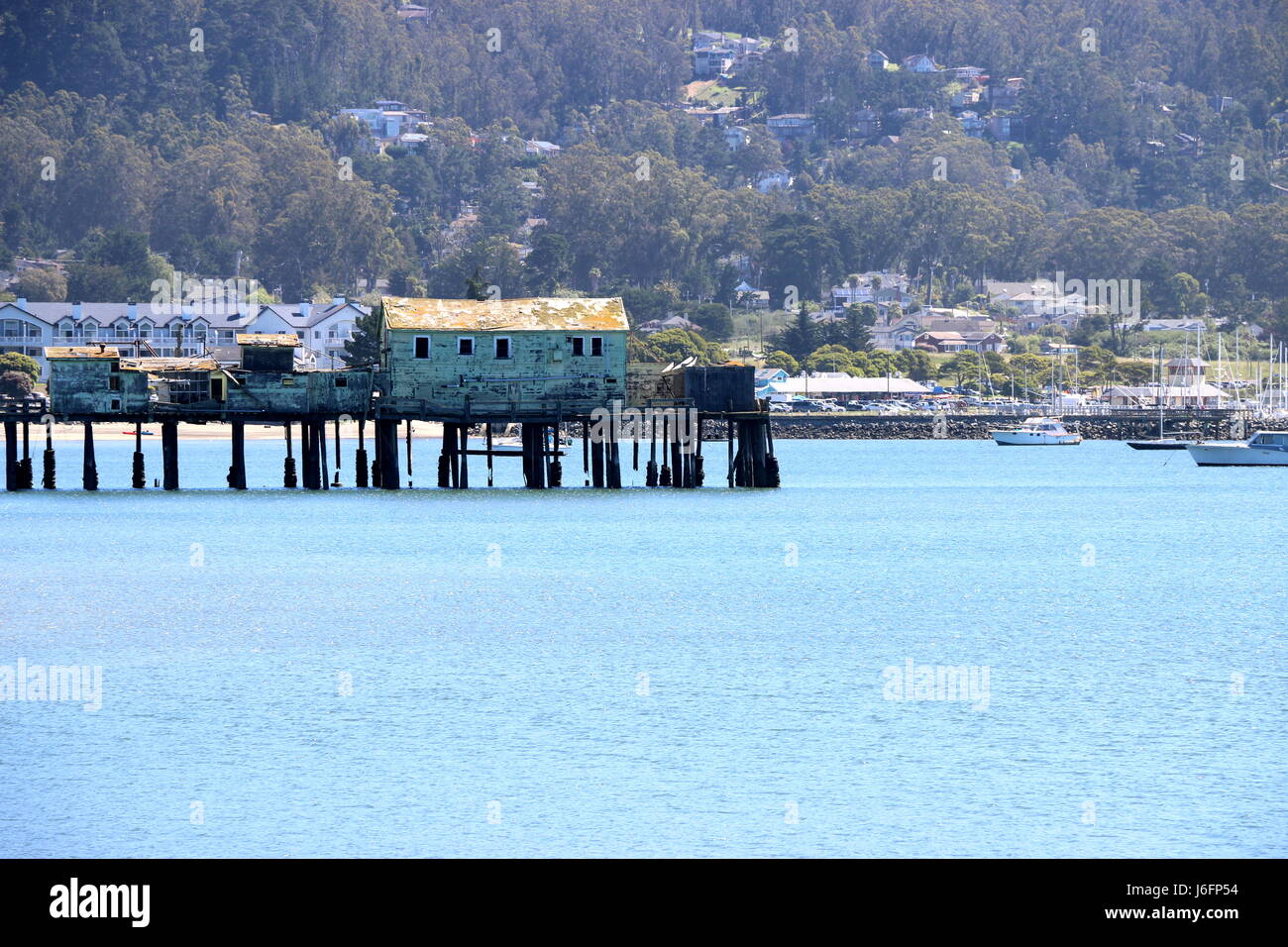 Weathered old pier at Pillar Point Harbor, located near Mavericks and