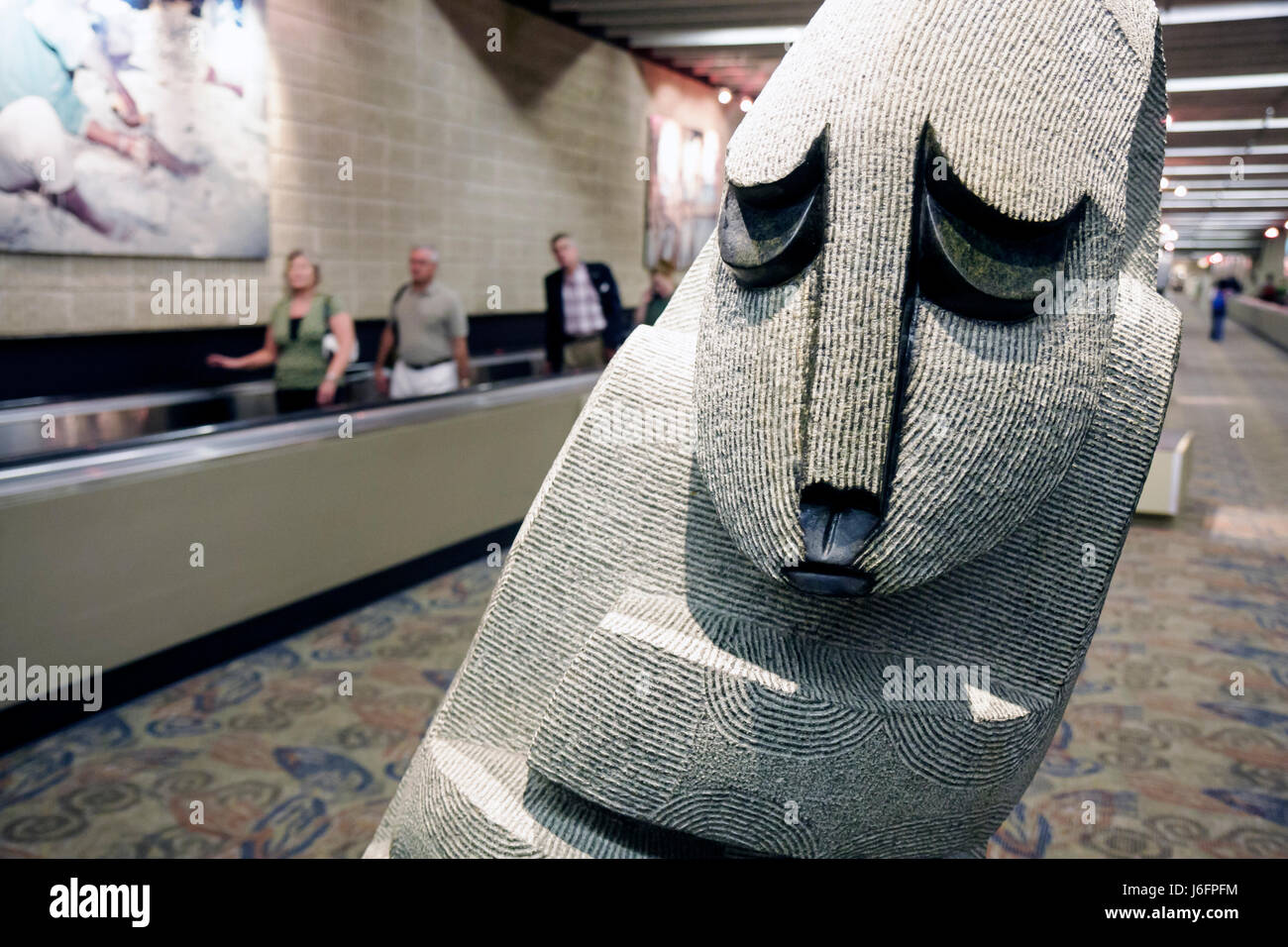 Atlanta Georgia,Hartsfield Jackson Atlanta Airport,ATL,African art,exhibit exhibition collection sculpture,public space,passenger passengers rider rid Stock Photo