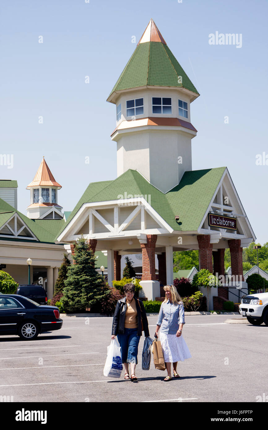 Sevierville Tennessee,Smoky Mountains,Tanger Outlets at Five Oaks,shopping shopper shoppers shop shops market buying selling,store stores business bus Stock Photo
