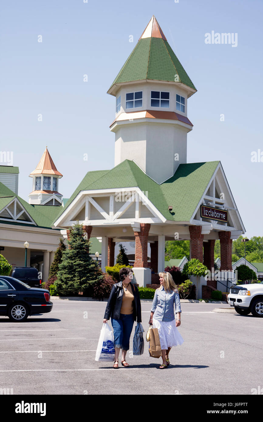 Sevierville Tennessee,Smoky Mountains,Tanger Outlets at Five Oaks,shopping shopper shoppers shop shops market markets marketplace buying selling,retai Stock Photo