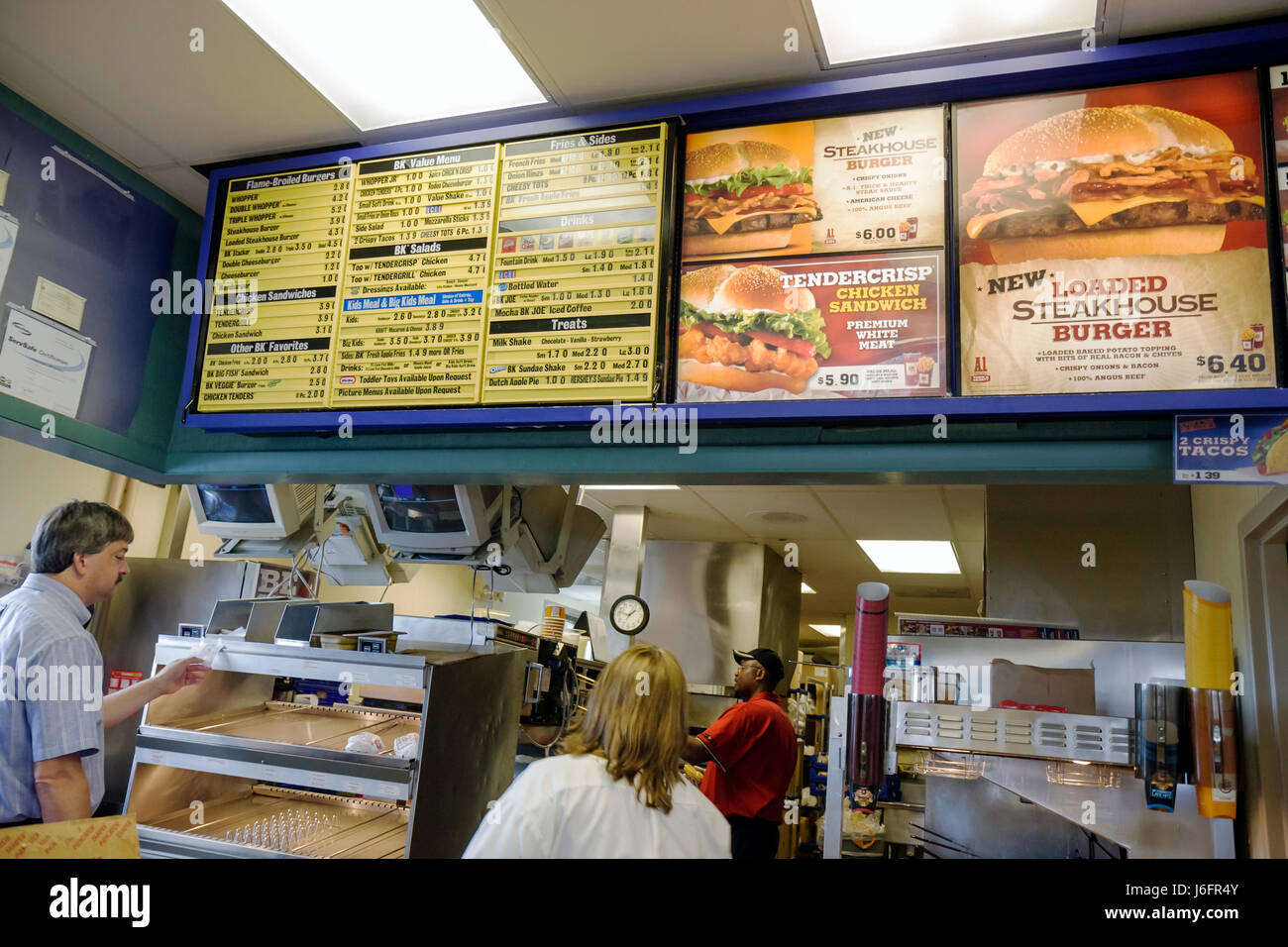 Kenosha Wisconsin,Burger King,franchise,fast food,hamburger,restaurant restaurants food dining eating out cafe cafes bistro,chain,franchise,menu,Black Stock Photo