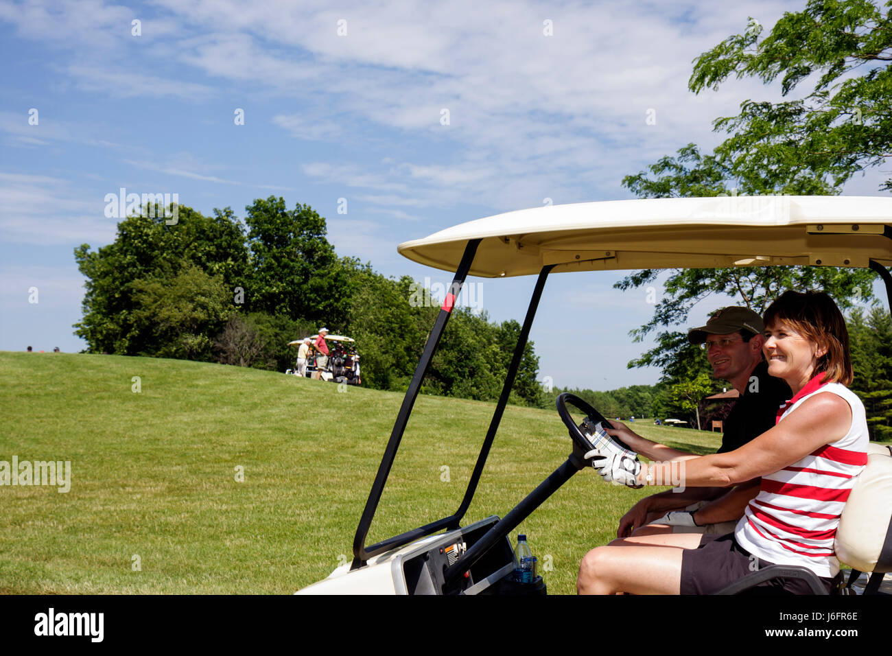 Kenosha Wisconsin,Kansasville,Brighton Dale Links,golf course,county park  system,adult adults woman women female lady,man men male,electric  cart,fairw Stock Photo - Alamy
