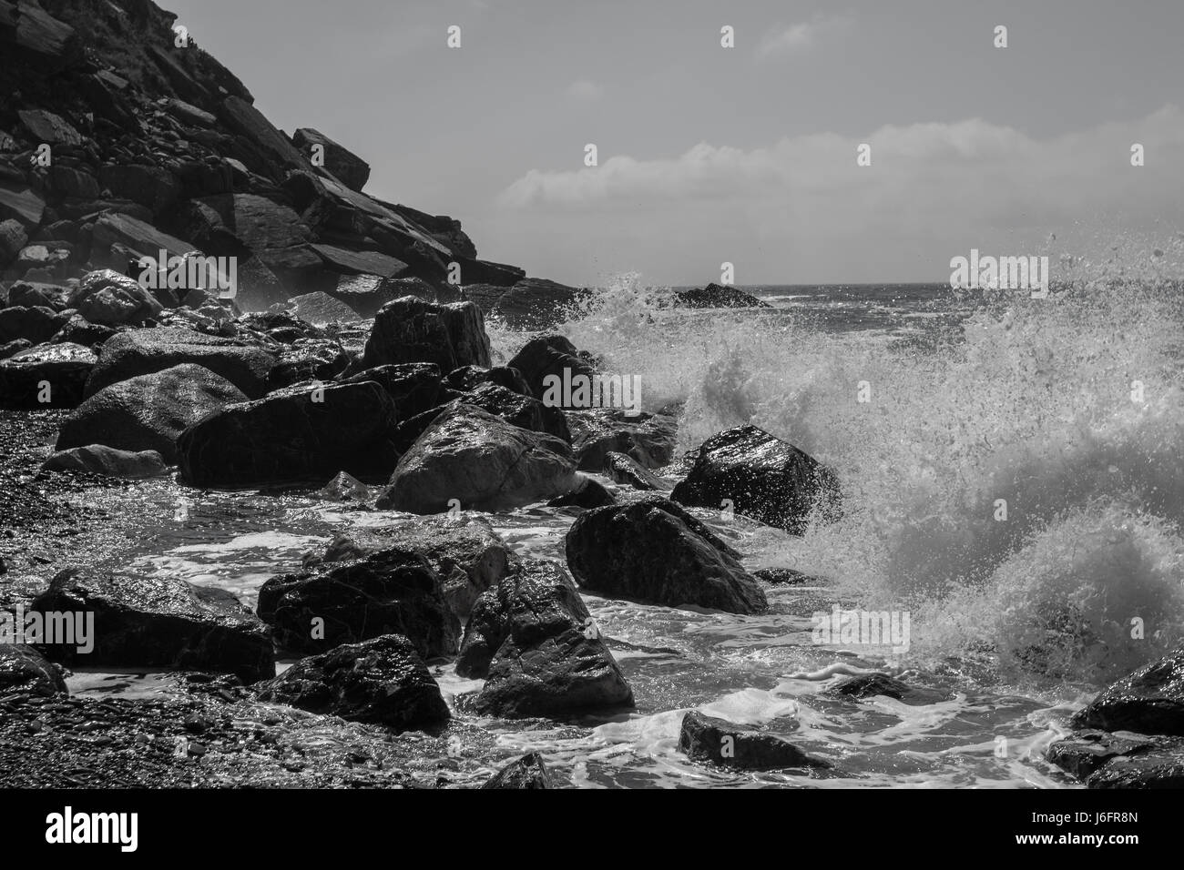 Sea waves black and white Stock Photo - Alamy